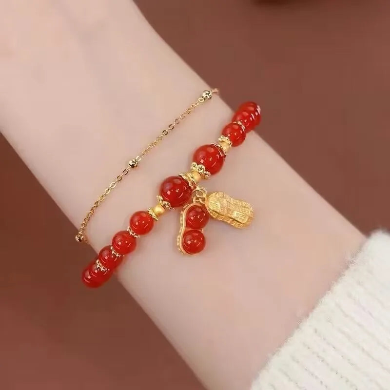 Natural Real Jade Peanut Bracelet Charm Jewelry Designer Bangle Fashion Amulet Luxury Gemstone Lucky Accessories Gifts for Women