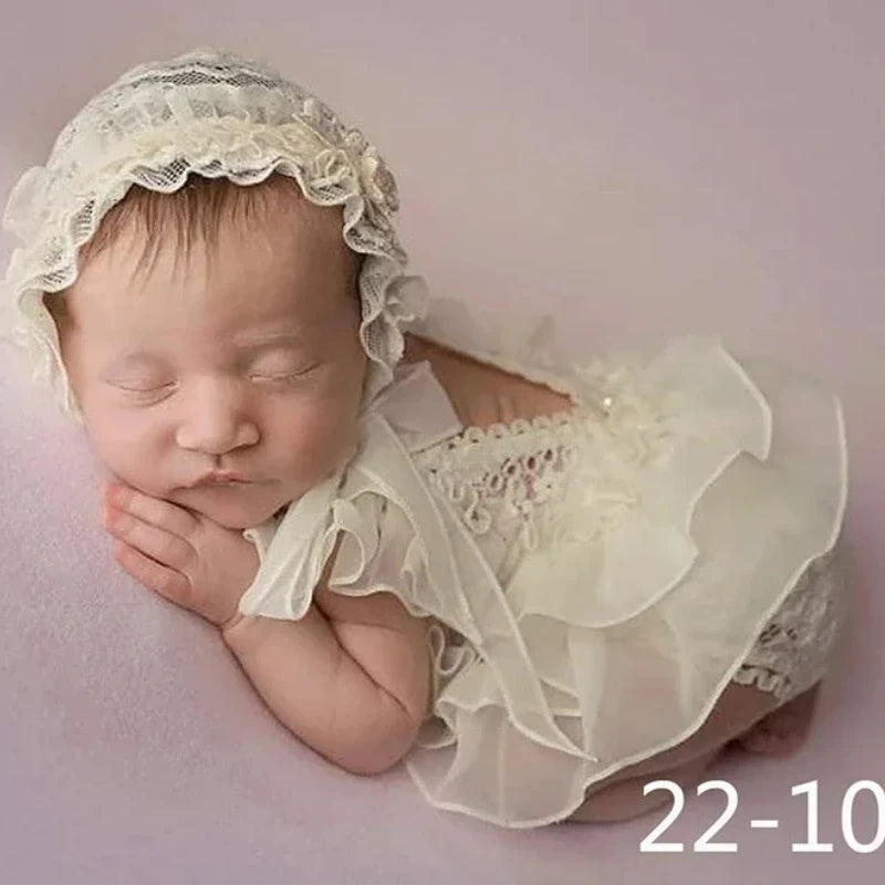 Baby Photography Clothes Cute Princess Style Lace Hat+Posing Pillow+Romper+Shoes Sets Decor Newborn Photoshoot Accessories