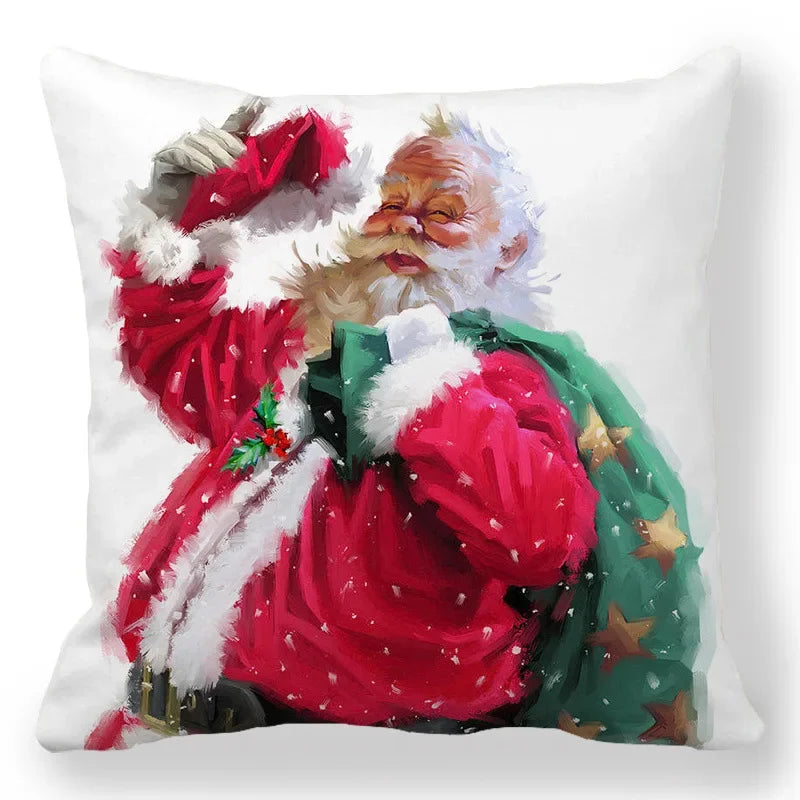 Christmas Decoration Pillowcase Santa Claus Snowman Deer Cushion Cover Home Sofa Chair