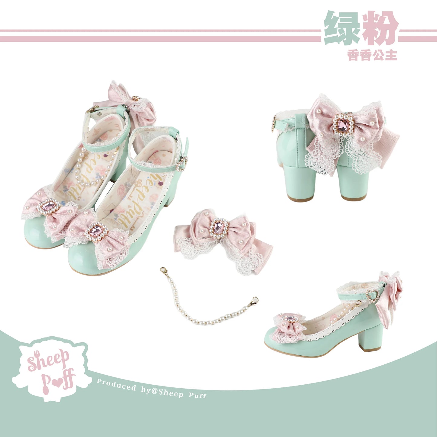 Original Lolita Sweet Flower Wedding Low Heels Shoes Women's Cute Bow Elegant Tea Party Mary Jane Shoes Ladies Leather Shoes