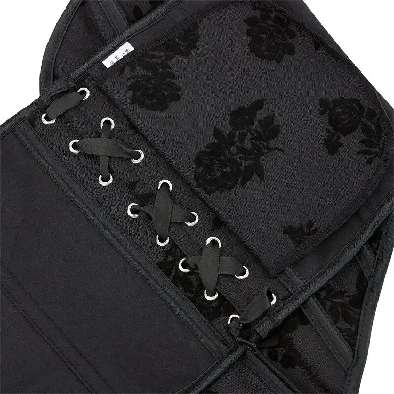 Fashion Women Corset Crop Top Floral Print Overbust Bustier Sexy Lingerie Body Shaper Short Torso Corselet Vest