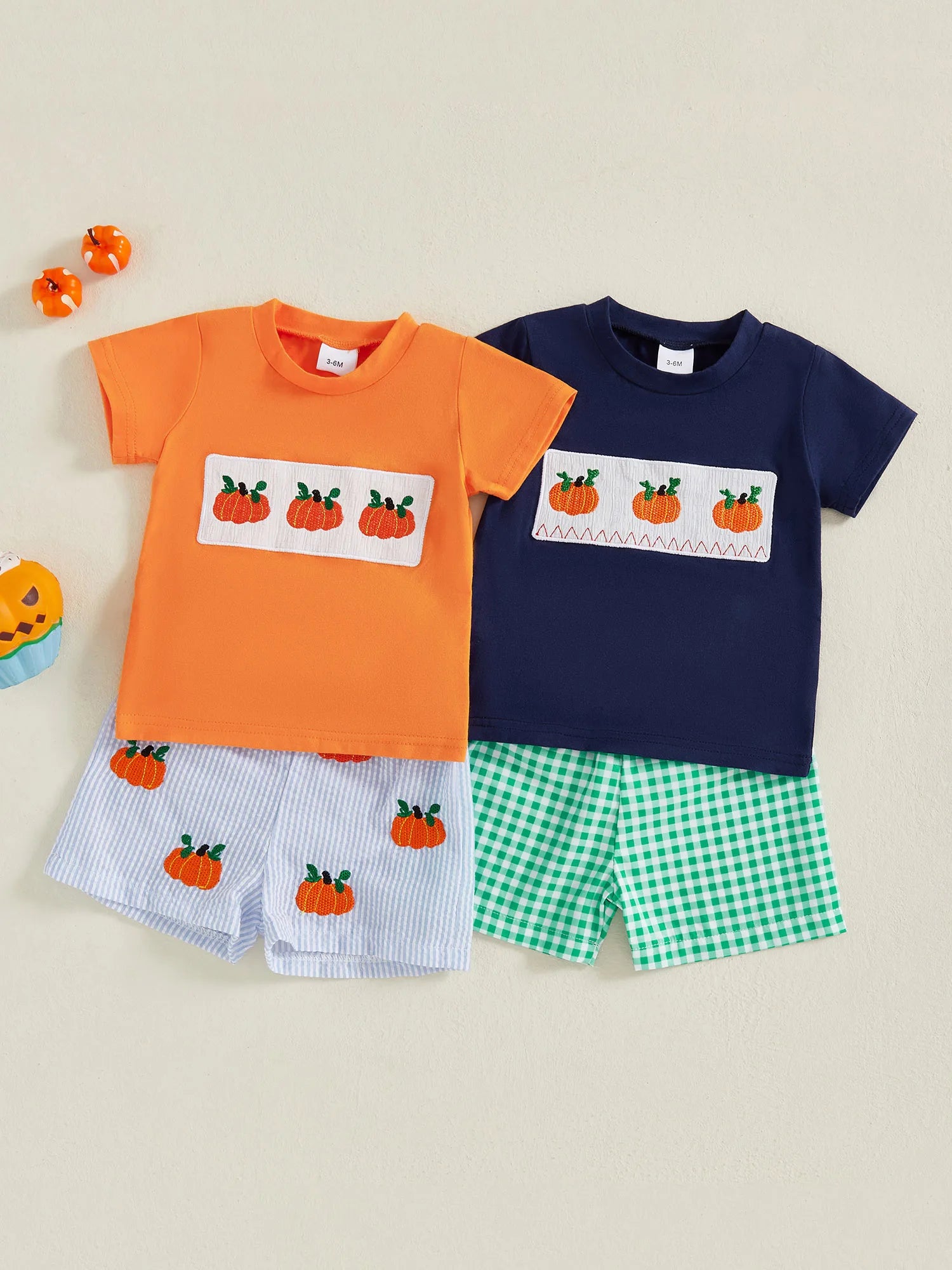 Infant Halloween Costume Ghost Printed Round Neck Long Sleeve Romper and Striped Pants 2 Pcs Set for Baby Boy