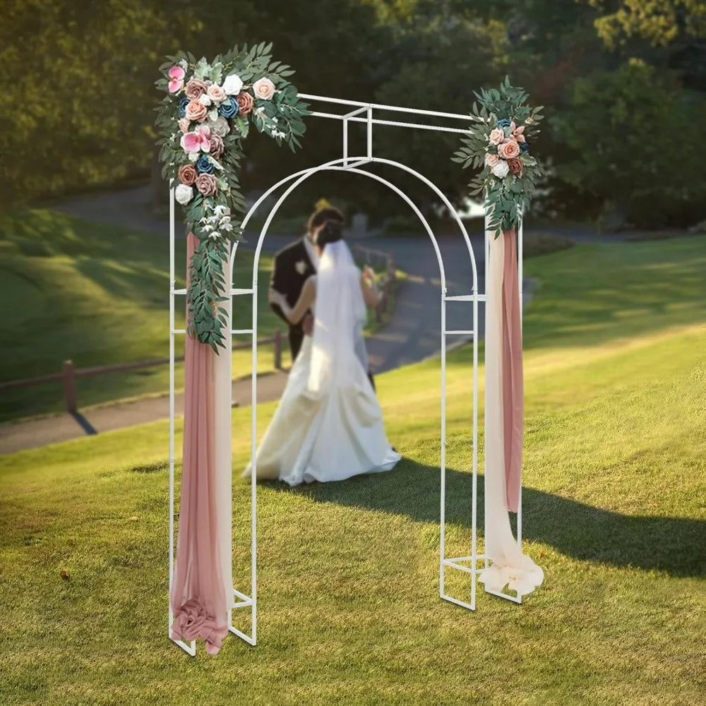 Wedding Arch Backdrop Stand, White Wedding Arches for Ceremony Square Metal Balloon Arch Stand Heavy Duty Backdrop Stand 5.91 *
