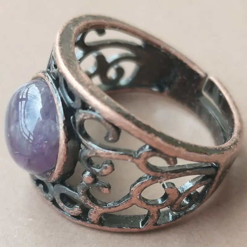Aventurine Malachite Tiger Eye Crystal Lapis Lazuli Howlite Carnelian Goldstone Opal Unakite Sand Jaspe Bead Ring PWB1230