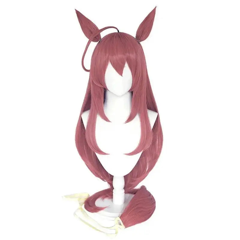 Uma Musume Pretty Derby Mihono Bourbon Cosplay Wig Long Straight Wig Ears Halloween Synthetic Hair Heat Resistant