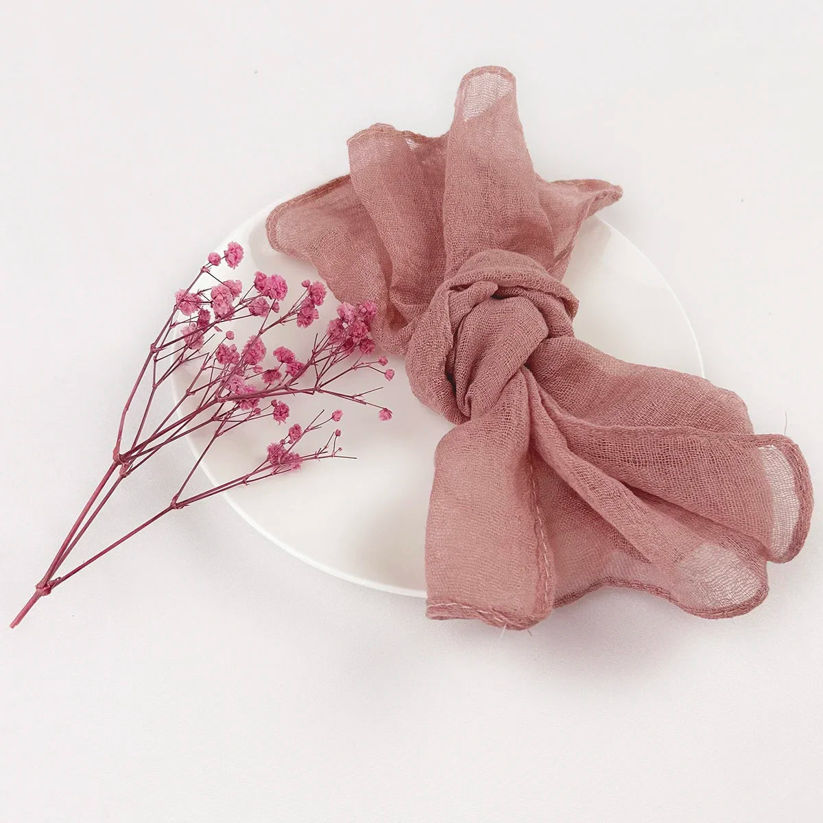 10PCS 38x38CM Sage green Wedding Cloth Napkins Gauze Fabric Pink Beige Christmas Party Dinner table Mat Decoration