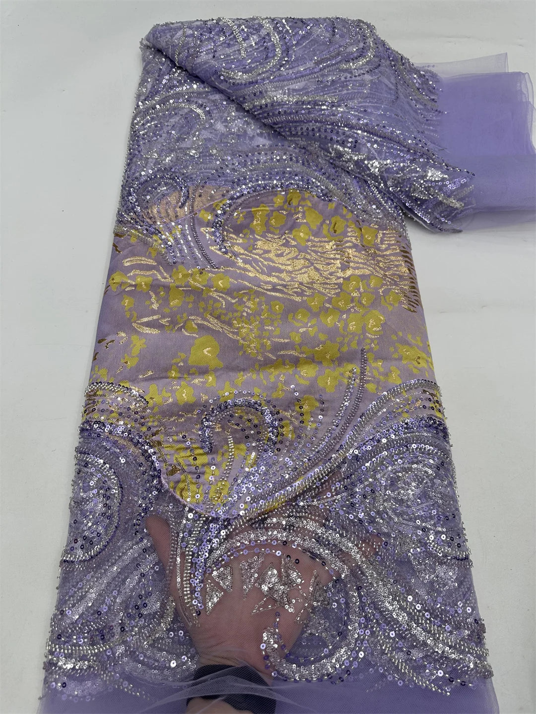 Luxury French Mesh Beaded Lace Fabric 2025 High Quality African Sequins Groom Lace Fabrics For Nigerian Wedding Dress Women