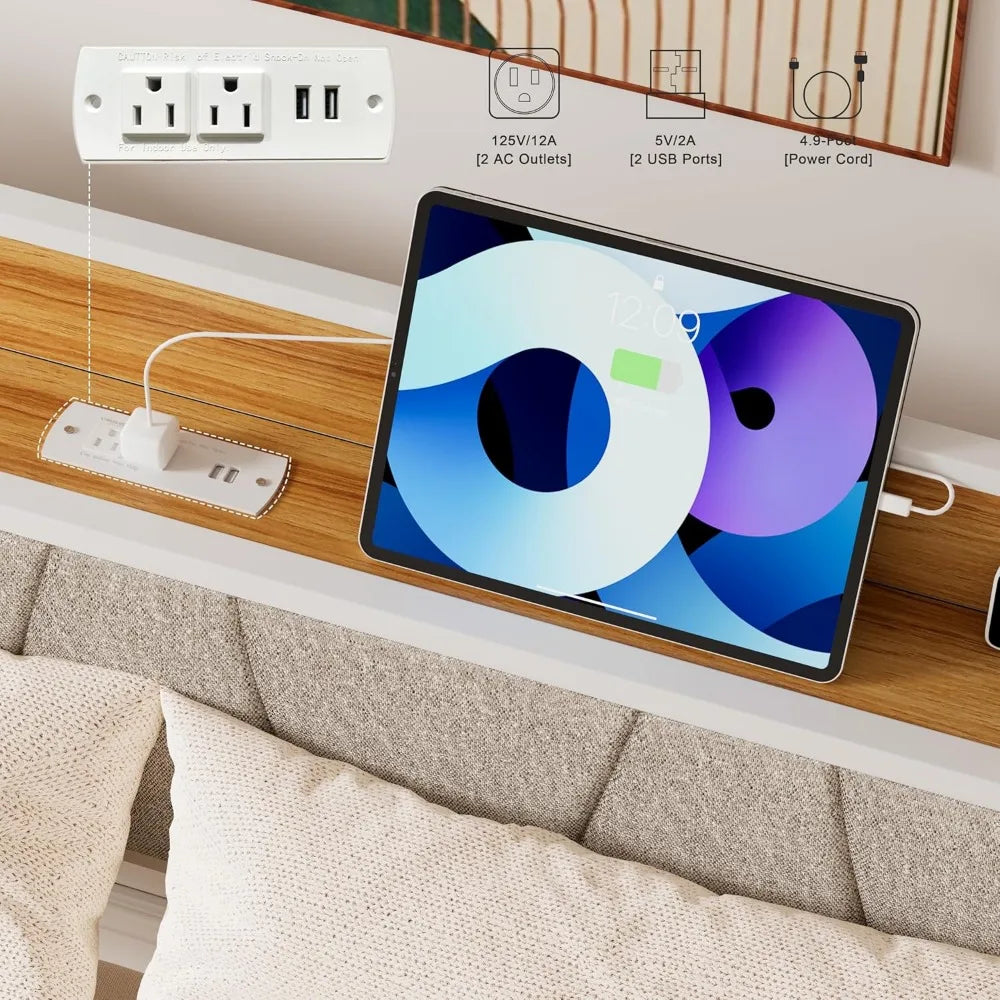 Twin Daybed with Trundle, Modern Twin Size Sofa Day Bed, Sturdy Metal Bed Frame with Upholstered Headboard for Living Room, Bedr