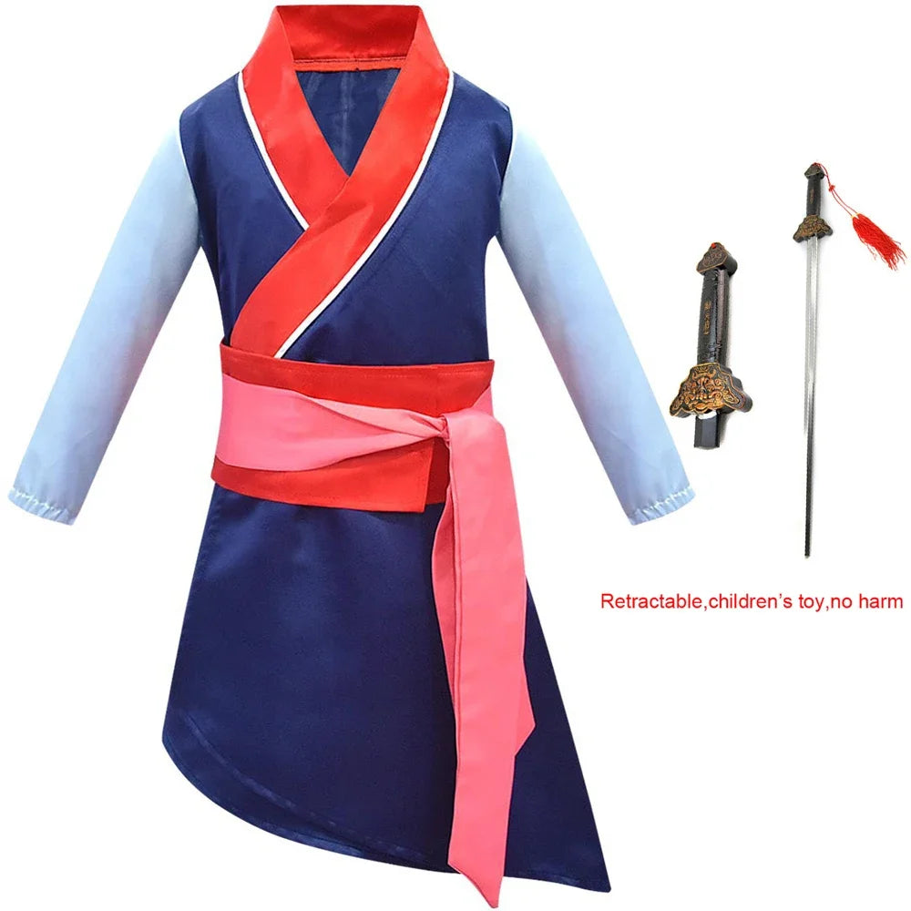 Anime Cosplay New Movies Halloween Child Hua Mulan Costume Christmas Girls Mulan Dress Children Traditional Chinese Clothes 72th
