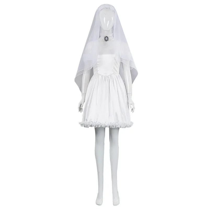 2025 Halloween Corpse Emily Cosplay Costume Bride White Wedding Dress Carnival Horror Party Bride Emily's Dressing Up