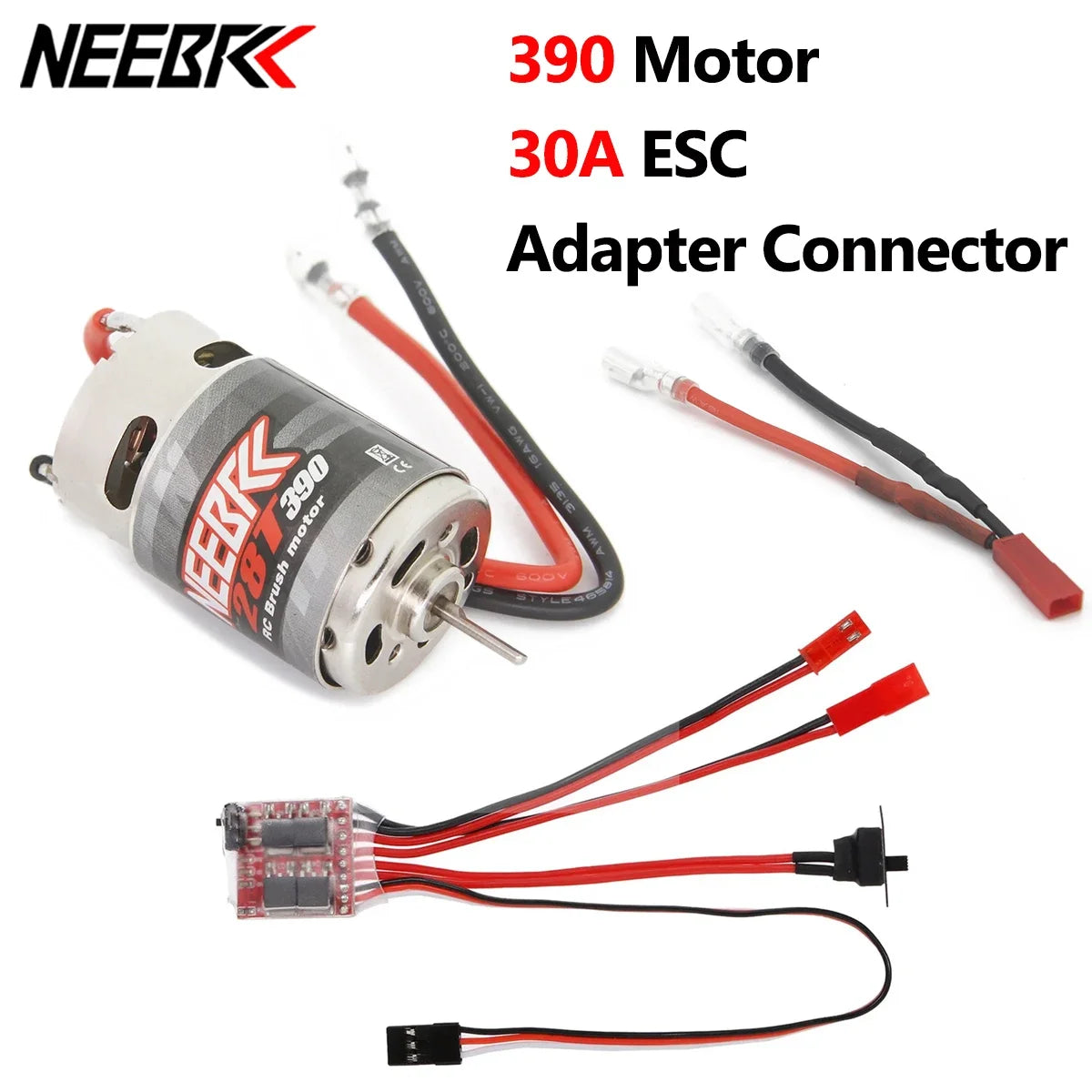 NEEBRC 370 380 390 Brushed Motor 30A ESC Brake Dual Way Adapter Connection Cable Combo for 1/16 1/18 1/24 RC Mini Car Boat Parts
