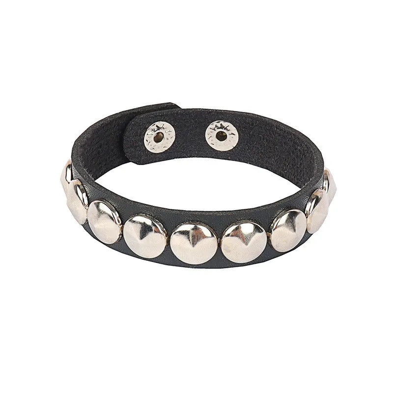 2022 PU Leather Studded Bracelet Punk Bracelet Adjustable Goth Cuff Bracelet Gothic Rivet Buckle Wristband for Men Women