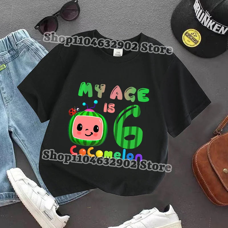 Cocomelons Kids T-shirts Boys Girls Baby Shower T-shirt Children Summer Cotton Clothes Cartoon Anime Pattern Tee Birthday Gifts