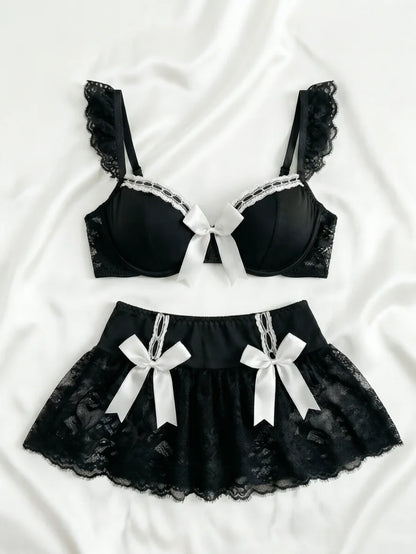 Sexy Lingerie Seamless Underwear Fancy Women Erotic Outfit Open Sexy Bra Set Fantasy Mini Skirt Bra Set Cosplay Costumes Women