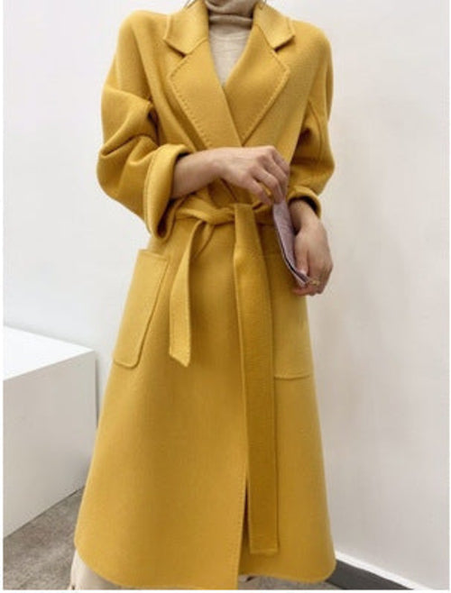 Women's Fashion Double-Sided Cashmere Water Ripple Coat – Luxury &