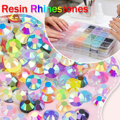 3mm Resin Rhinestone for Bedazzling Kit, Flatback Jelly Gems Rhinestone Kit with Tools for Nail Art Clothing Shoes Phone Case