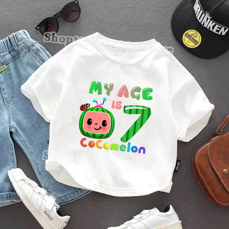 Cocomelons Kids T-shirts Boys Girls Baby Shower T-shirt Children Summer Cotton Clothes Cartoon Anime Pattern Tee Birthday Gifts