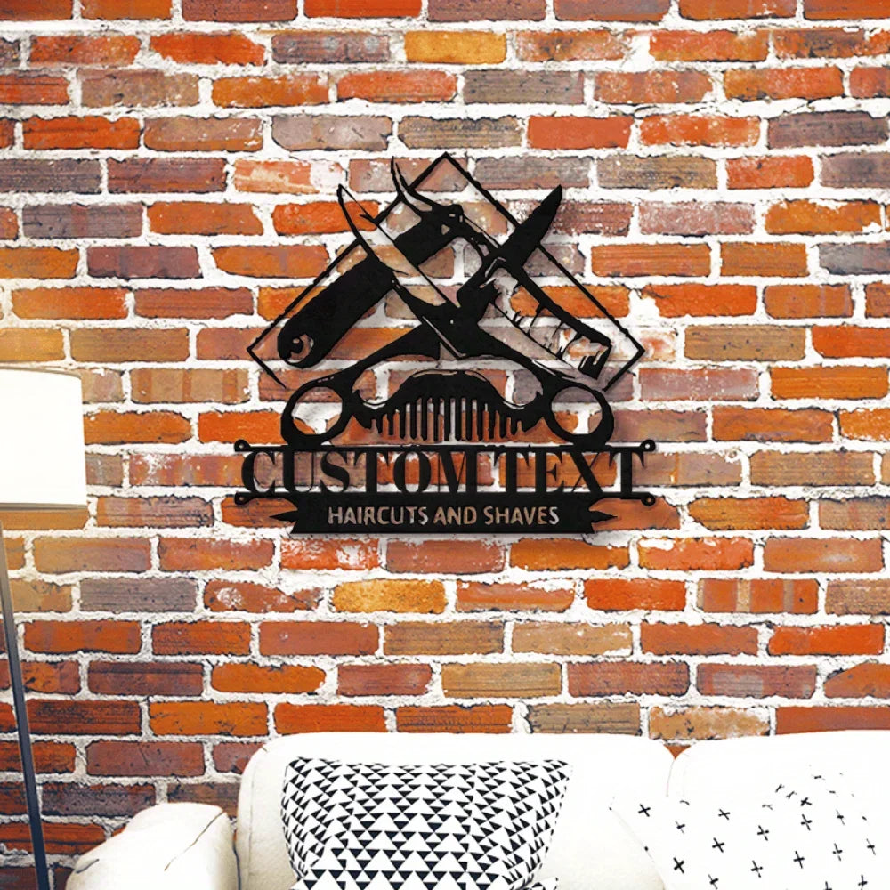 Iron Wall Hanging,Durable Power - Free Metal Custom Sign with Personalized Design for Barber Shops Modern Hanging Decor for Hair