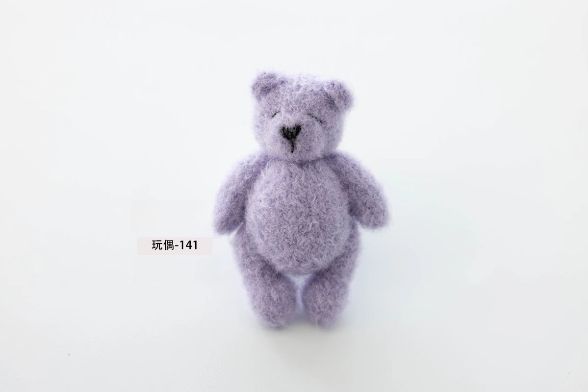 Newborn Photography Props Handmade Knitted Bear Clothes Costume Bodysuit with Hat and Cute Doll Set for Baby Studio Photo Shoot