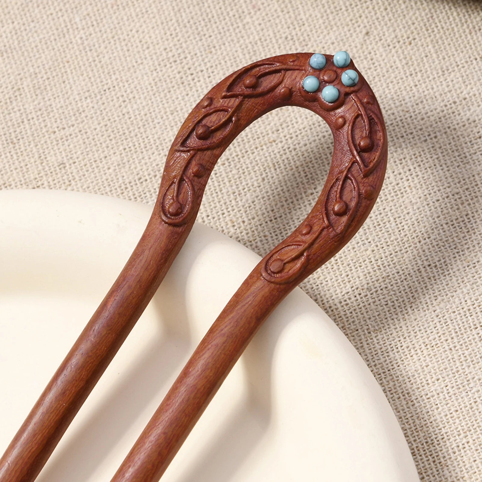 Chinese Style U-shape Hairpin Non-slip Stable Fixed Hair Stick Wooden Retro Cheongsam Decor Hair Clasp Vintage Hanfu Headwear
