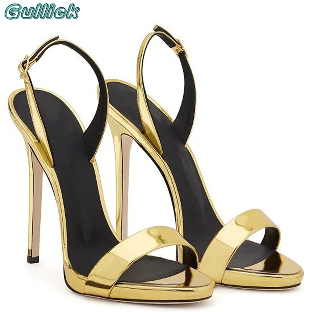 Slingback Rose Gold Sandals Open Toe Stiletto High Heel Buckle Strap One Strap Summer Shallow Sexy Women Dress Party Shoes