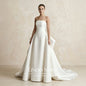 LINDO NOIVA Strapless Satin Wedding Dress 3D Origami Big Bow A‑Line Bridal Gowns Minimalist Luxury Vestidos De Novia Customized