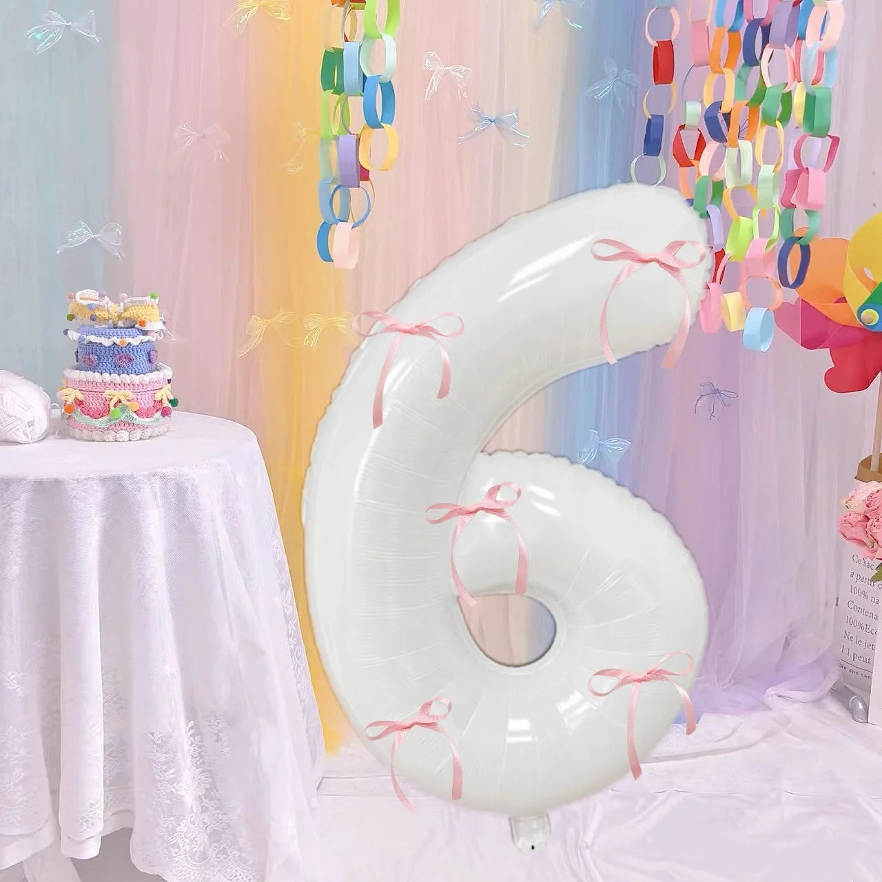 White 32inch 0-9 Years Old Balloons Pink Bow Number Balloons Aluminum Foil Milky Wedding Decorations Birthday Party Baby Shower