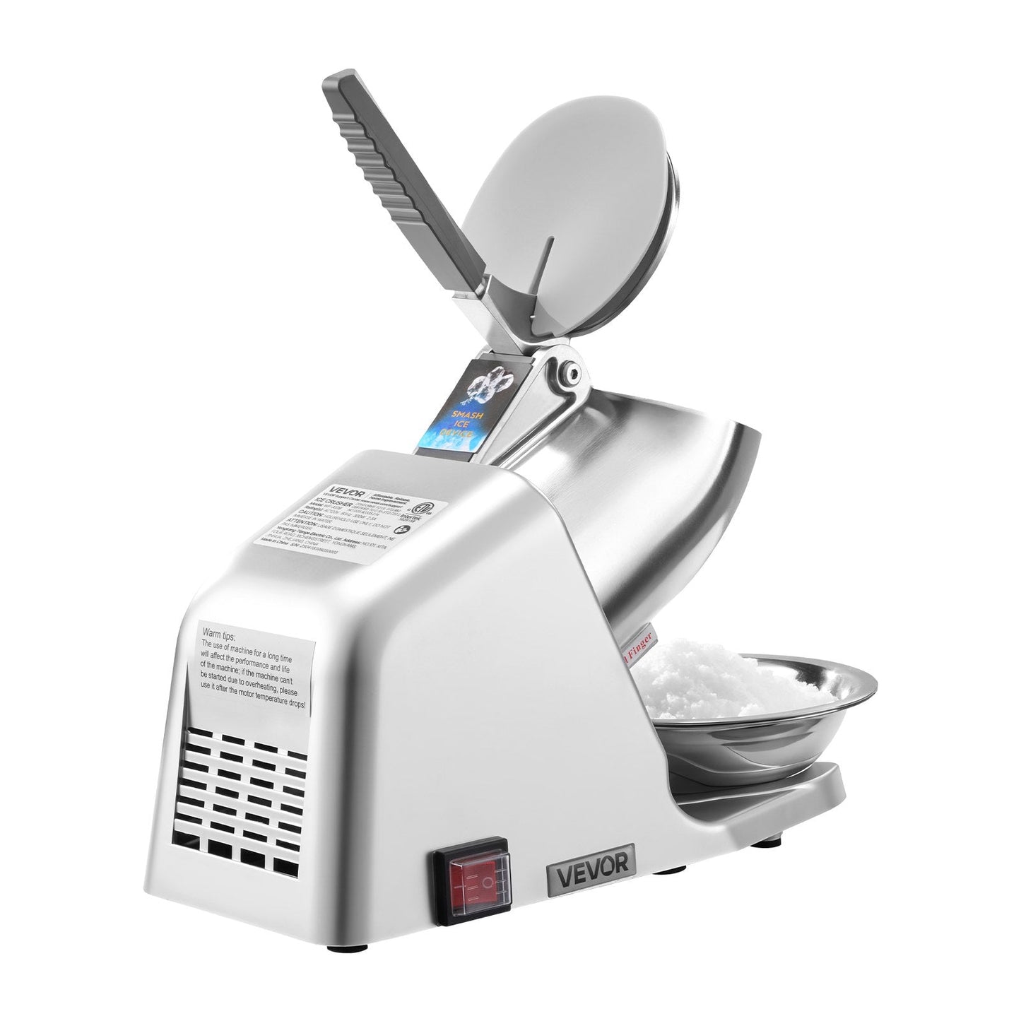 Commercial Ice Crusher 286LBS/H Electric Snow Cone Maker Shaved Ice