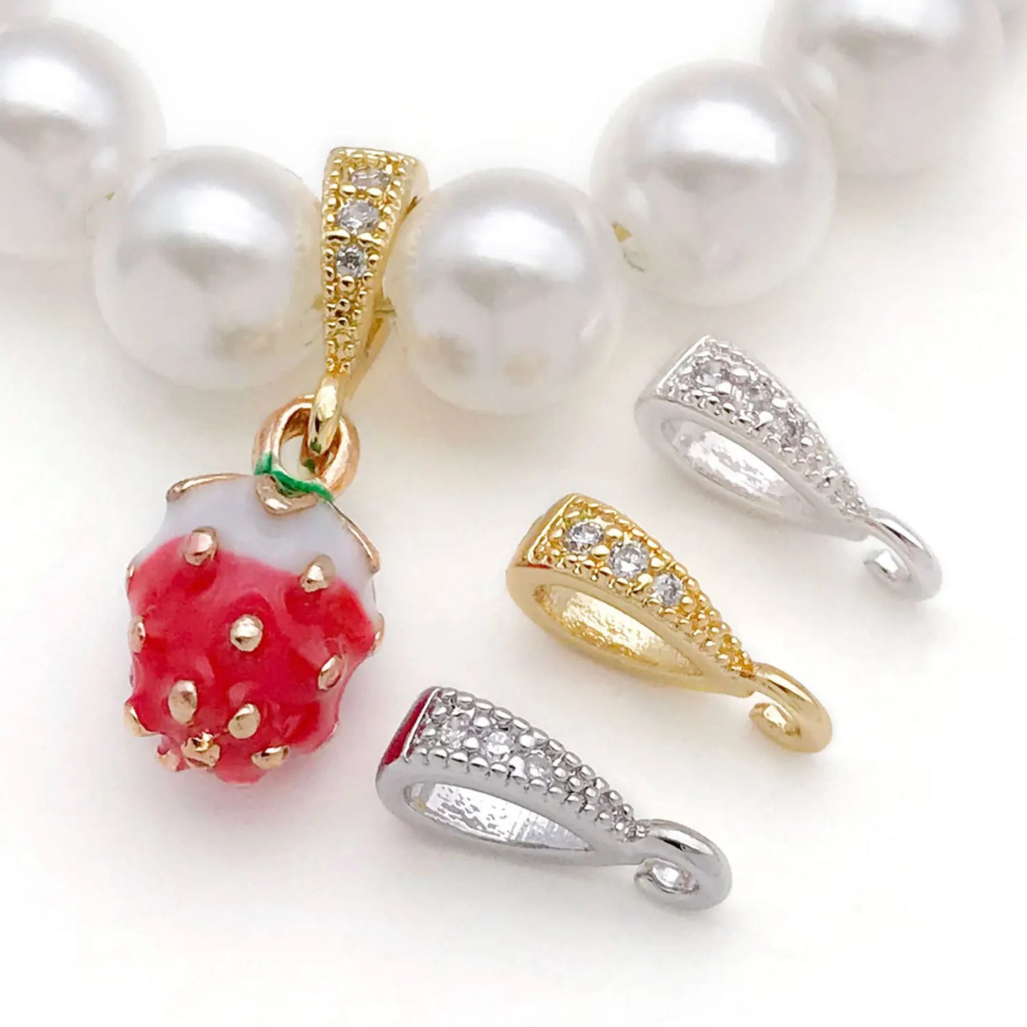 5pcs 18K Real Gold Plated Brass Melon Seed Buckle Connectors, Inlaid Zircon For DIY Bracelet Necklace Jewelry Making Accessories