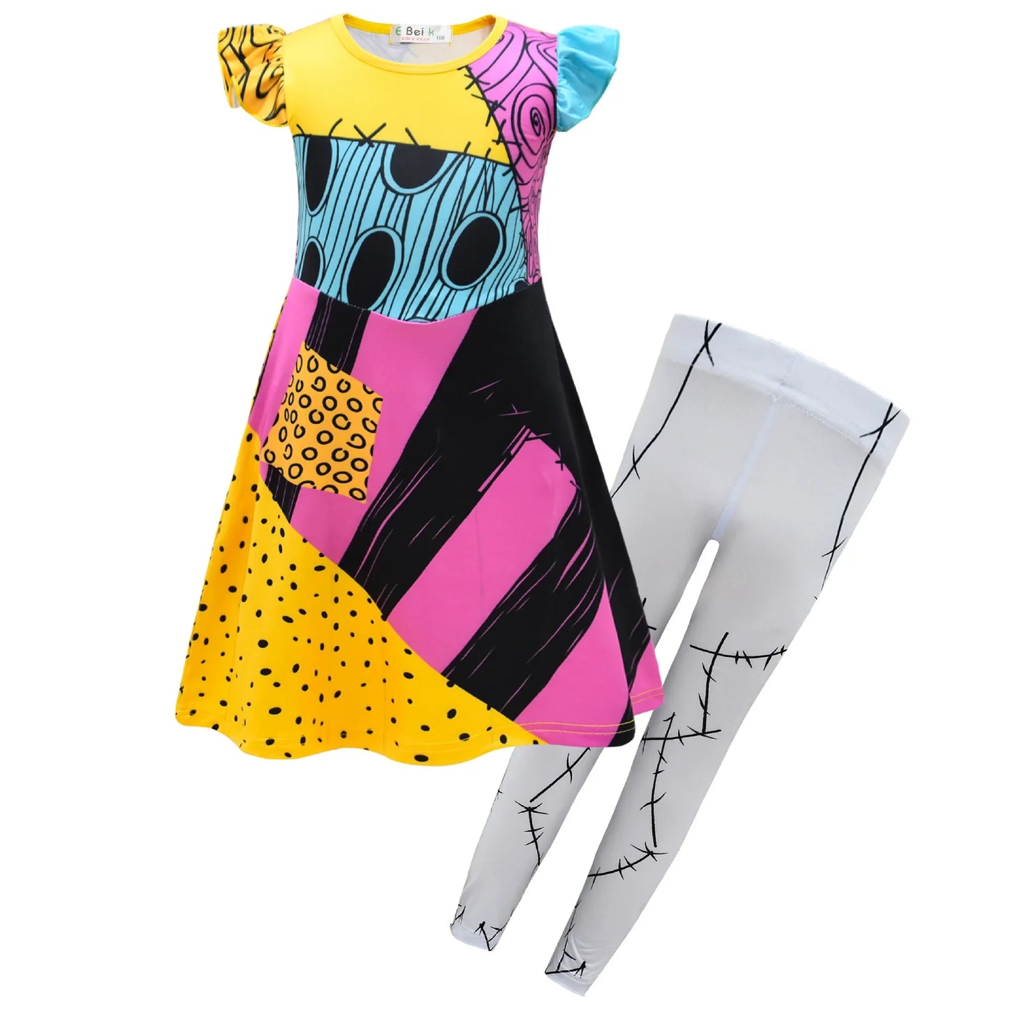 Cosplay Anime Kids Dress Girls Nightmare Before Christmas Clothing Sally Cosplay Costume Baby Children Ruffle Tracksuit Bir 72th