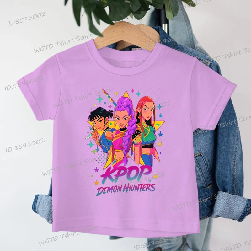 Children's Clothing KPop Demon Hunters Fashion Casual Tops 2025 Hot Movie Soft Cotton Baby Girls T Shirt Fans Gifts Kids Clothes