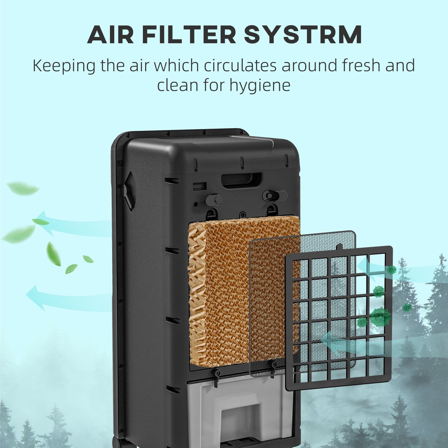 3-In-1 Ice Cooling Fan, Mobile Evaporative Air Cooler with Remote,