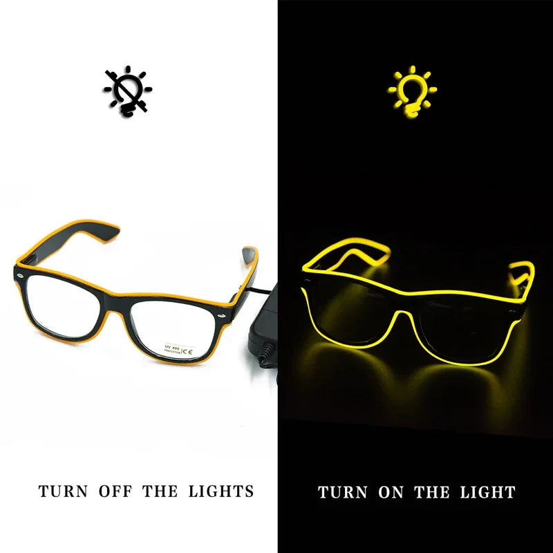 1PC Flashing EL Wire Led Glasses Luminous Party Decorative Lighting Classic Novelty Gift Bright LED Light Up Party SunGlasses