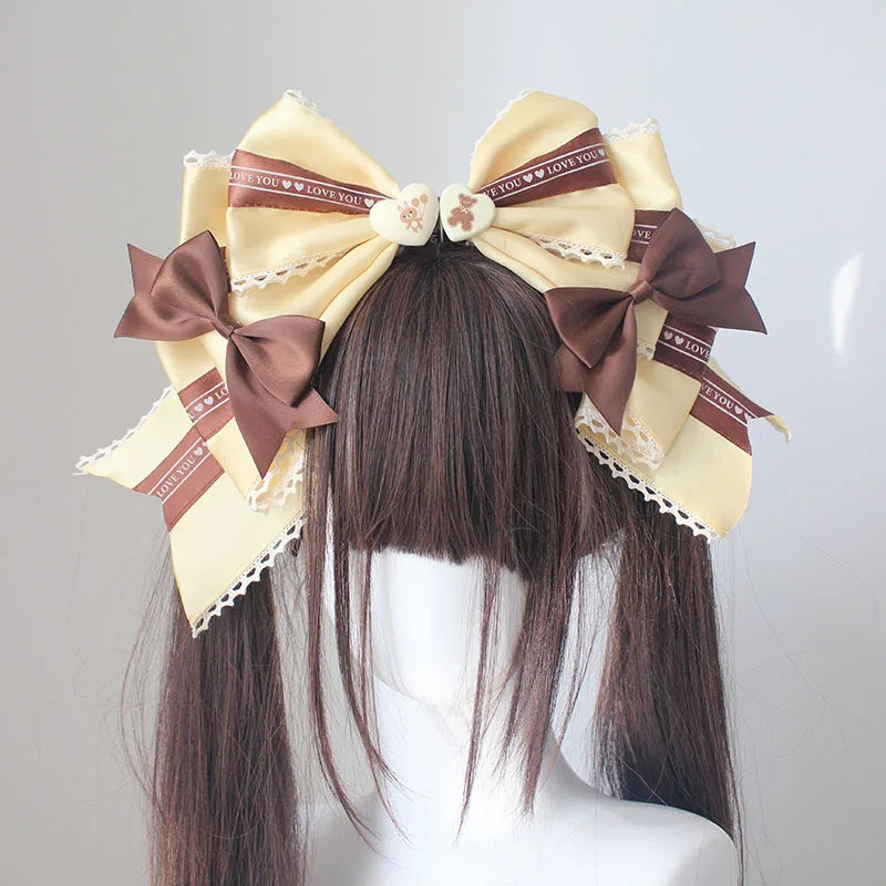 Spring Summer Cute Sweet Hair Clips for Women Bow Headwear Thin Lolita Ladies Hair Clips KC Hair Bow Lolita Korean Accessories