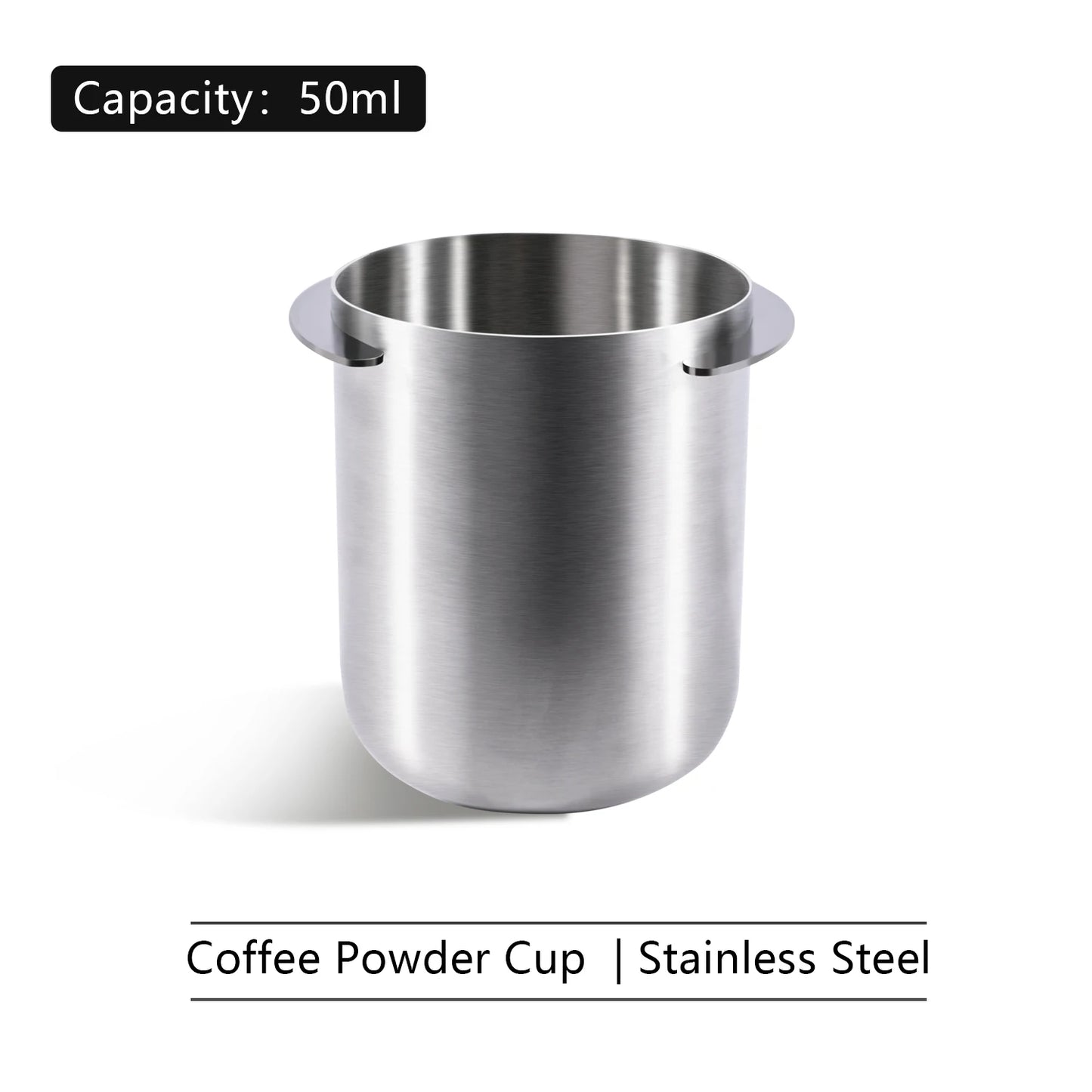 58mm Coffee Dosing Cup with Cleaning Brush Sniffing Mug for Espresso Machine Wear Resistant Stainless Steel Coffee Dosing Cup
