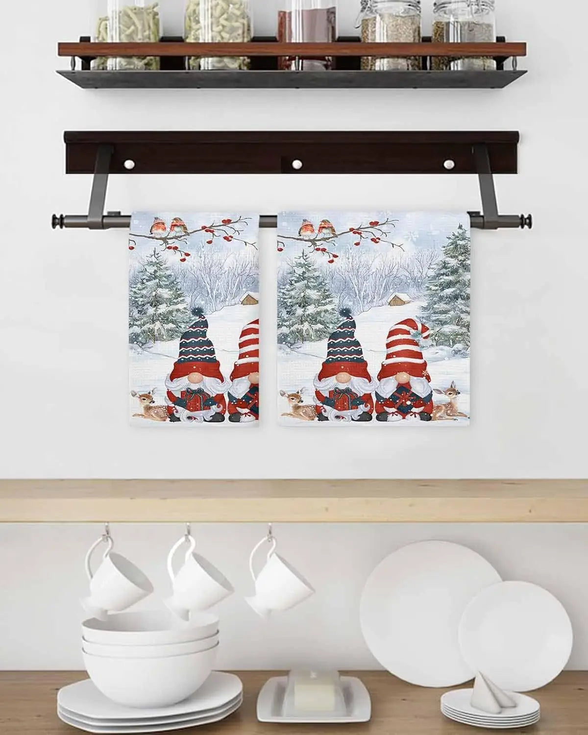 Christmas Gnomes Snowflake Elk Kitchen Dish Tea Towels Kitchens Accessories Quick Drying Hand Towels Set Christmas Decorations