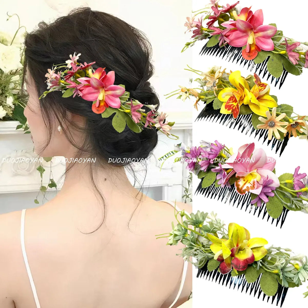 YHJ Beautiful Flowers Hair Pin Party Wedding Performance Bridesmaid Hair Combs Hair Clips for Women Girls
