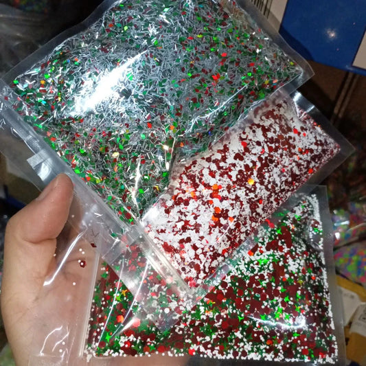1Bag 50g Christmas Glitter Nail Art Sequins 3D Xmas Tree Snowflakes Star Nail Sparkly Flakes Sequin Manicure Holiday Decorations