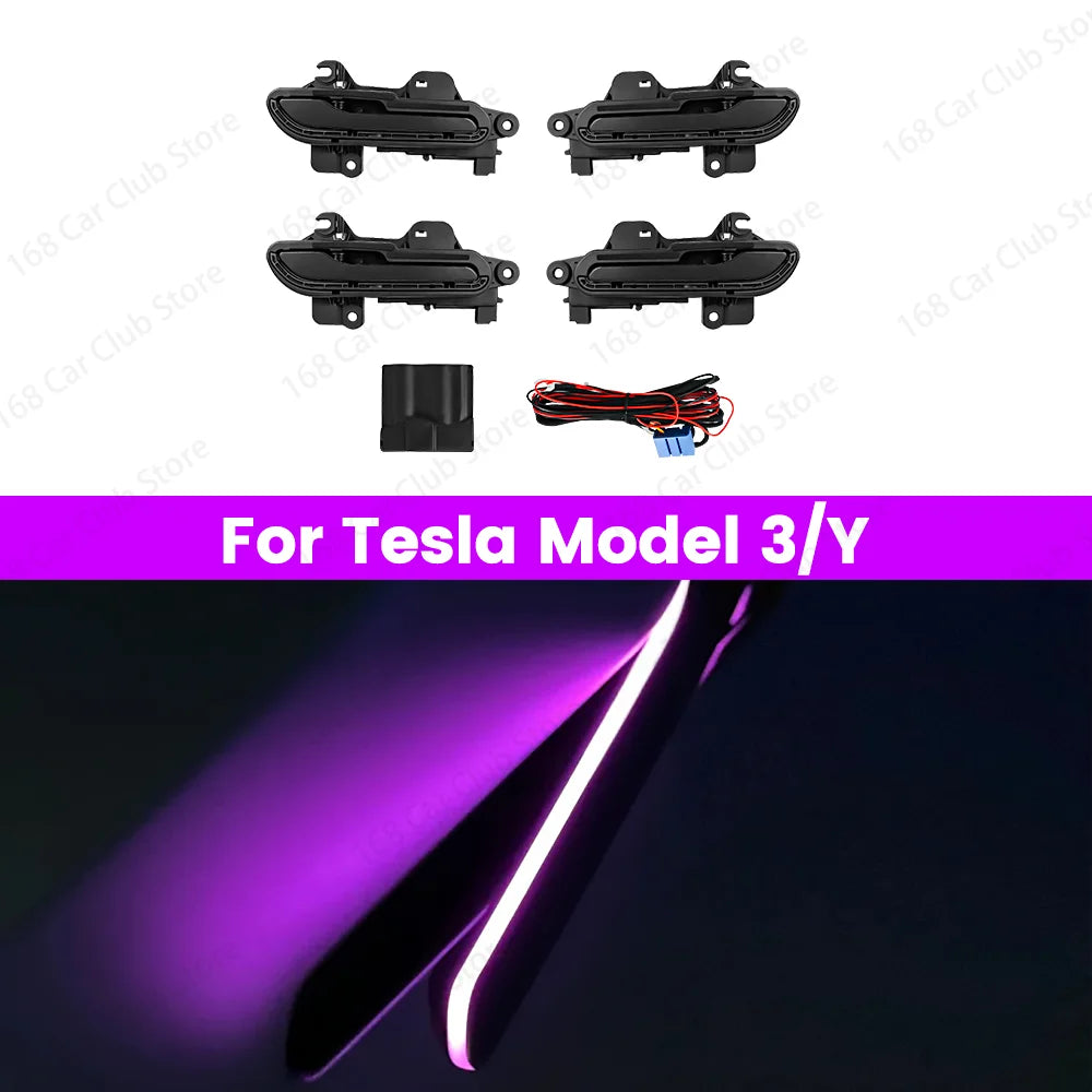 Four Door Electric Illuminated Handle LED Lights For Tesla Model 3 Y Car Highland The Latest Waterproof Four Door light For 2025