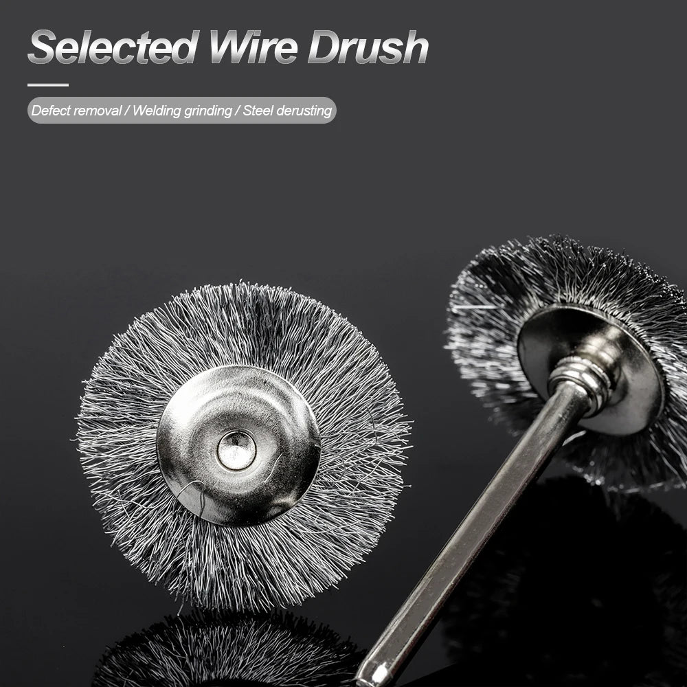 3/10Pcs Steel Wire Brushes Set Polishing Wheels Pen Brushes Kit Dremel Accessories Deburring for Rotary Tool