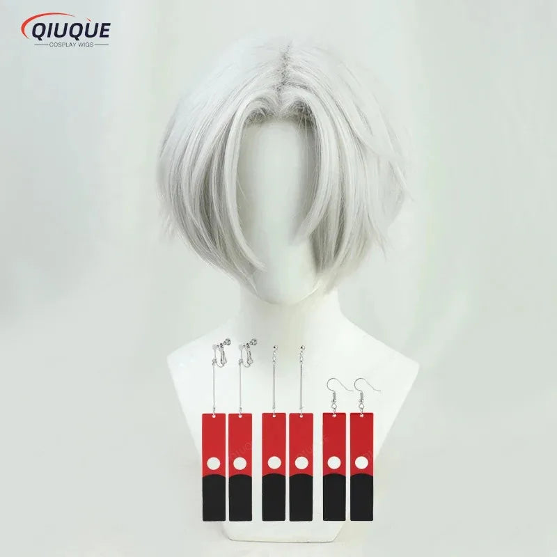 COSda@Anime Tenjiku Izana Kurokawa Cosplay Wig Silver White Heat Resistant Hair Wigs + Wig Cap + Earrings PropsCOSda@