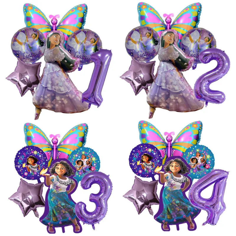 Disney Encanto Mirabel Isabella Party Balloons Set 32inch Purple Number Foil Balloons For Kids 1 2 3th Birthday Decor Air Globos