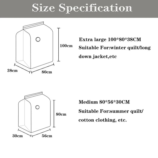 Space Save Clear Vacuum Storage Sealer Bags Large Compression Sealed Bags Home Organizer For Comforters Pillows Bedding Coats