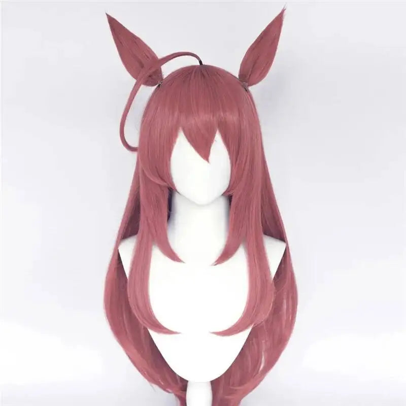 Uma Musume Pretty Derby Mihono Bourbon Cosplay Wig Long Straight Wig Ears Halloween Synthetic Hair Heat Resistant