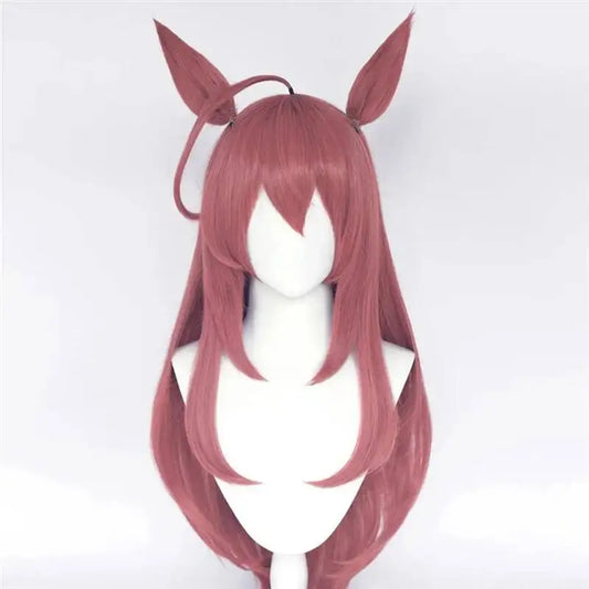 Uma Musume Pretty Derby Mihono Bourbon Cosplay Wig Long Straight Wig Ears Halloween Synthetic Hair Heat Resistant