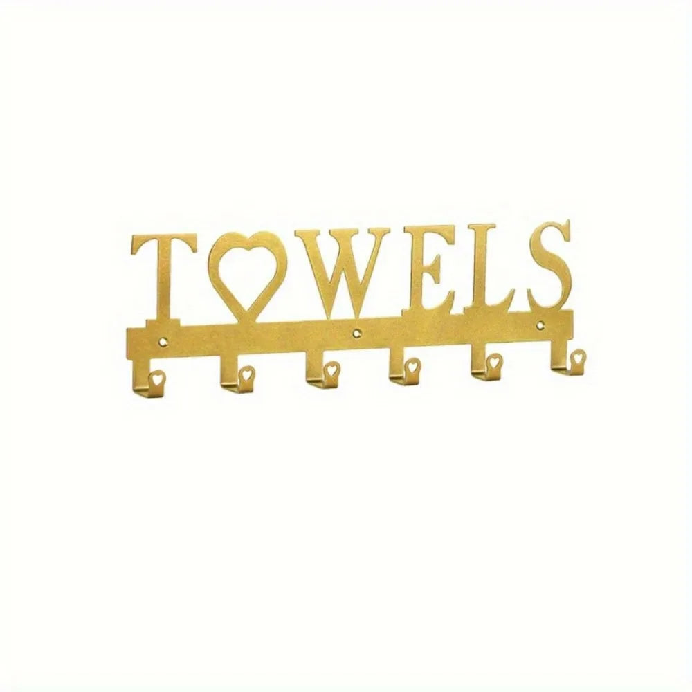Sturdy Gold Metal Wall Hook Organizer: Multi-Purpose Key & Coat Hanger for Home, Office & Entryway.