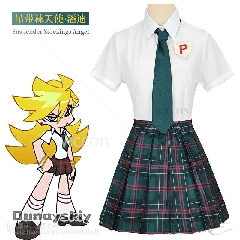 Panty Anime Cartoon Stocking Cosplay JK School Uniform Skirt Dress Woman Girls Sexy Party Suit Wigs Cos Halloween Customized