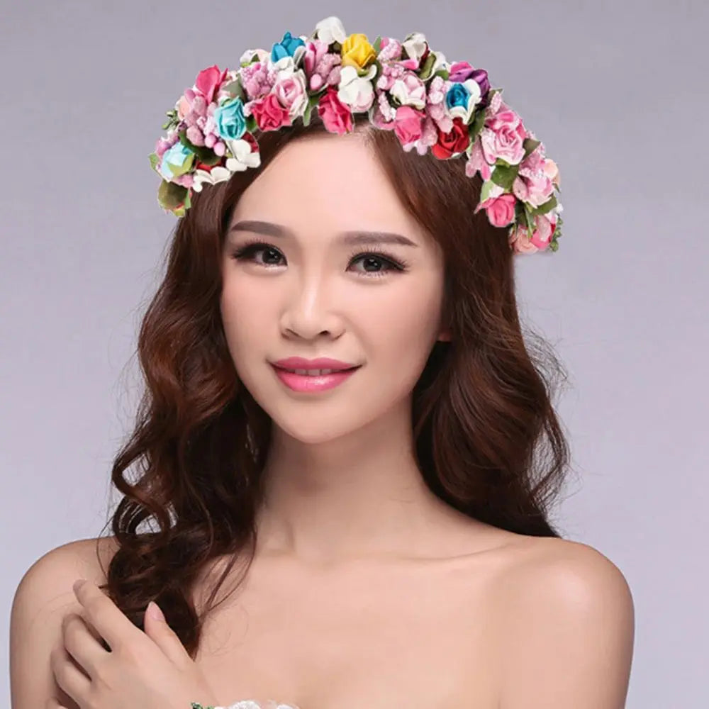 Princess Headpiece Wreath Flower Garland Floral Headband Party Wedding Festival Decor Bride Headband