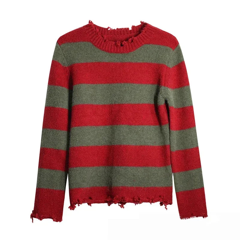 New ★ Freddy cosplay adult sweater red striped knitting top coat hat mask Freddie Krueger Halloween costume for men★ 2025 qi☆