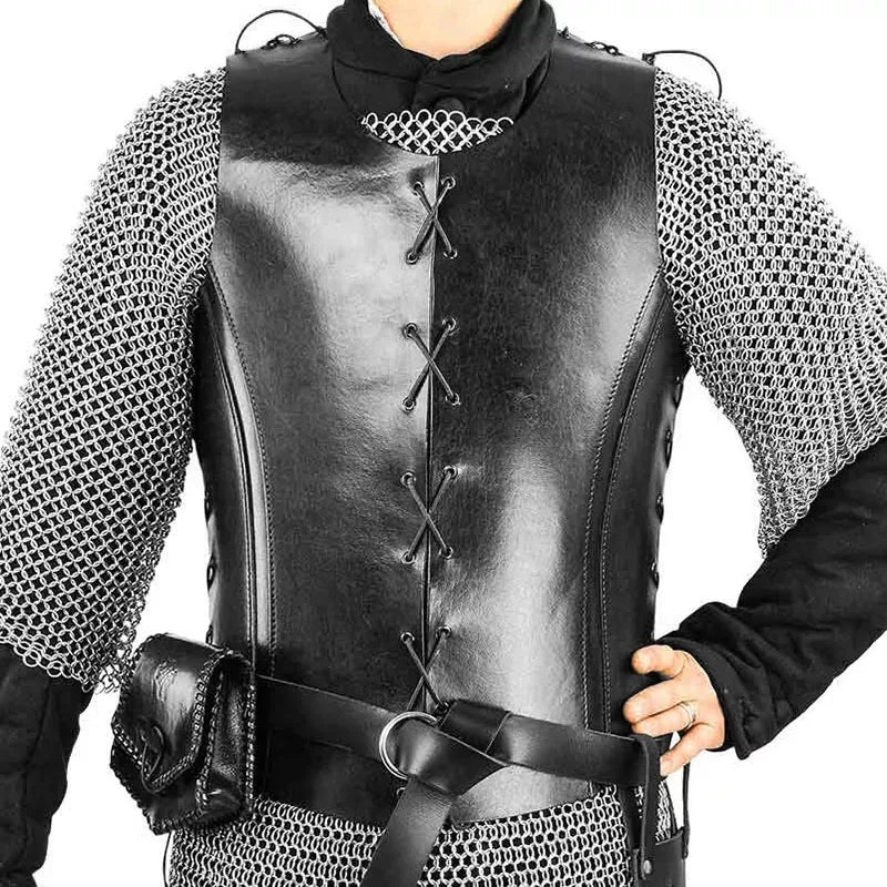Medieval Viking Knight Pirate Cosplay Costume PU Leather Body Chest Armor Vest Larp Outfit Jerkin Coat Men Breastplate Cuirass